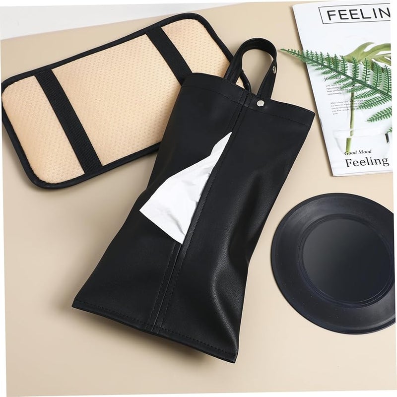 غطاء صندوق المناديل الجلدي PU للسيارة قابل للإزالة بقاعدة غير قابلة للانزلاق للاستخدام في السيارة والمنزل - Image 5