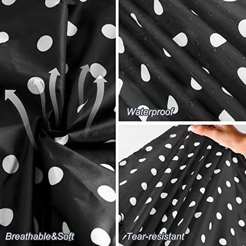 LAMA Womens Long Raincoats Rain Jacket Waterproof Packable Outdoor Hooded Windbreaker Lightweight Adjustable Waist for Outdoors(Black Dots, L) - Image 5