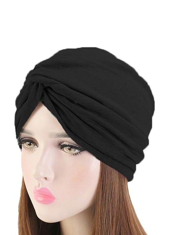 HAWAWA 4 Pieces Turbans for Women, Soft Pre Tied Knot Turban Stretchy Head Wraps Chemo Headwear Pleated Beanie Cap Sleep Hat for Women Girls  - Image 5
