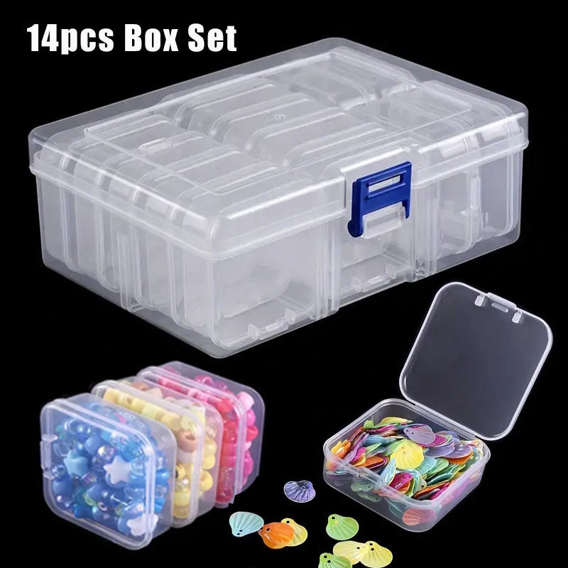 Selling 14-Grids Transparent Plastic Beaded Diamond Painting Storage Box Large-Capacity Nail Art Jewelry Rice Beads Dust-Proof Box - Image 4