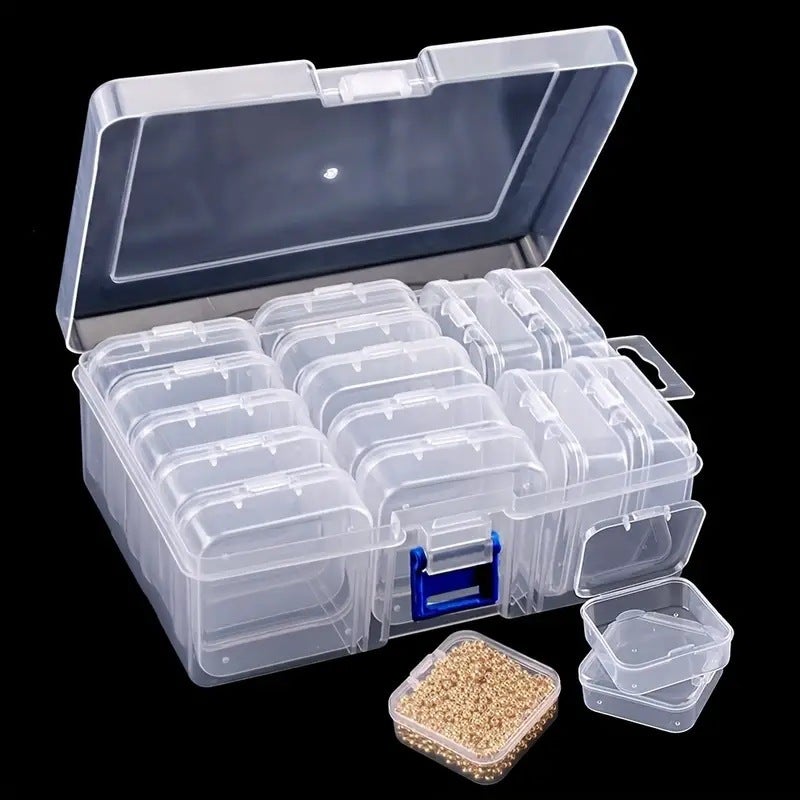 Selling 14-Grids Transparent Plastic Beaded Diamond Painting Storage Box Large-Capacity Nail Art Jewelry Rice Beads Dust-Proof Box - Image 3
