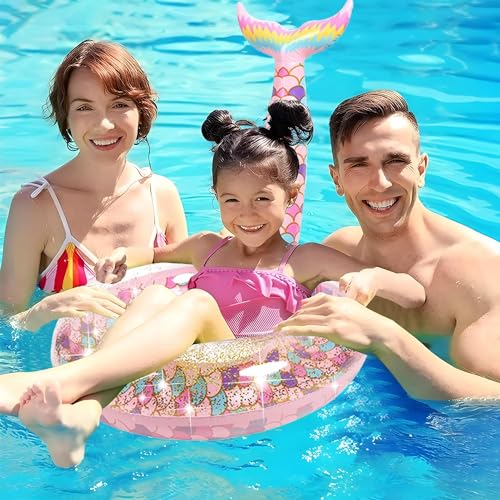 Ginkago Pool Floats Inflatable Swimming Rings Mermaid Tail Tubes Glitters Water Party Summer Beach for Kids and Adults - Image 2
