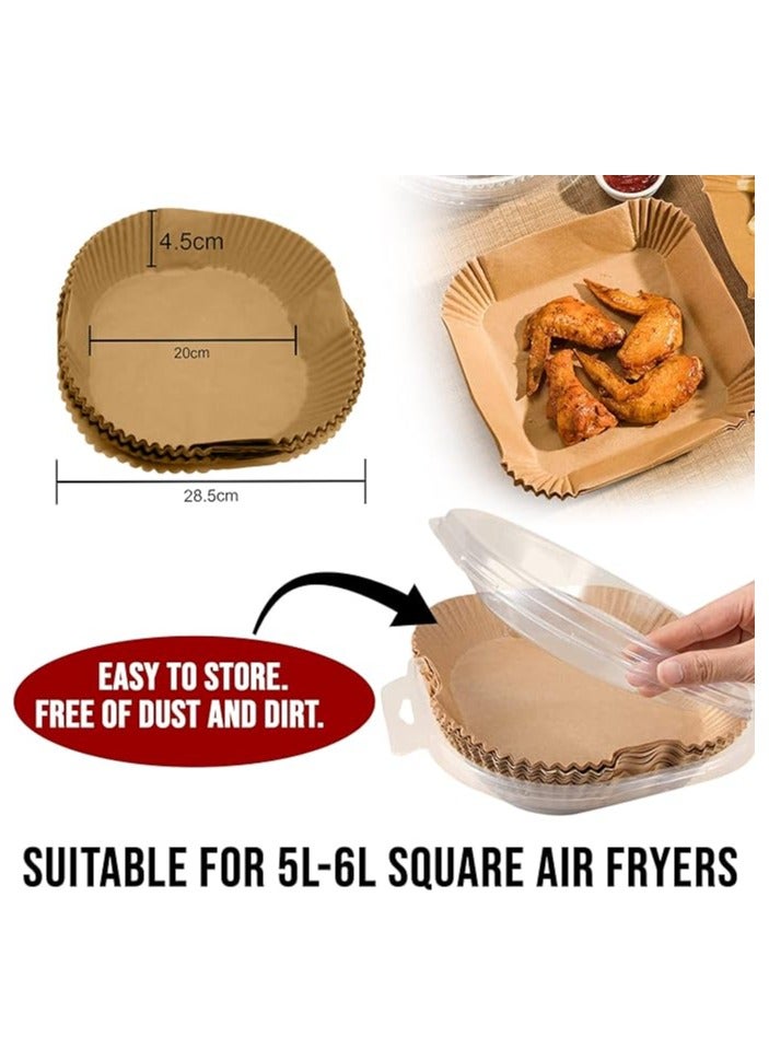 Spaceshoop Air Fryer Liners Square, 7.9 Inch Air Fryer Disposable Paper Liners, Non-Stick Air Fryer Parchment Paper Liners Food Grade Baking Paper (100) - Image 3