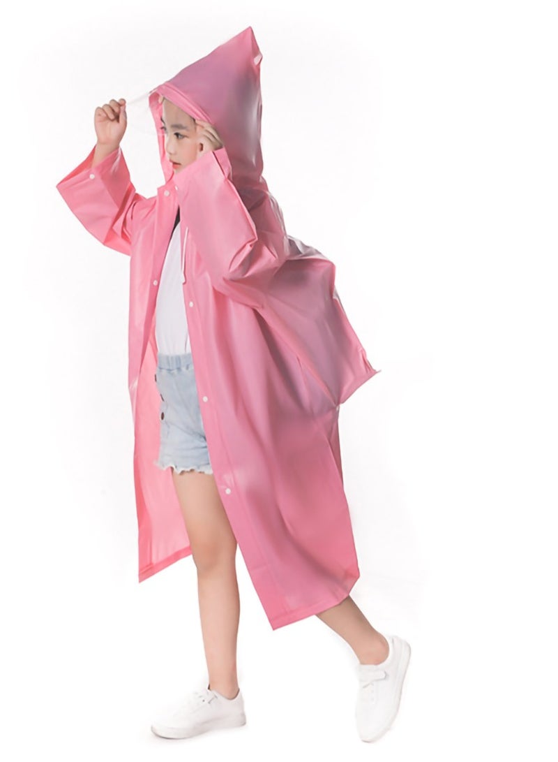 SYOSI Raincoat for Kids, Boys and Girls Hooded Poncho Can Carry School Bags Large Raincoat Reusable Poncho Jacket Applicable Height 1.1-1.5M Kids(Pink)  - Image 1