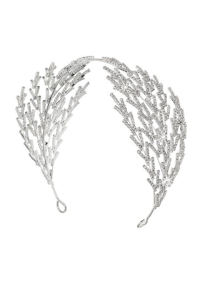 Coucoland - Wedding Headpiece For Bride Hair Jewelry Wedding Headband Tiara Leaf Headband Crown Tiara Bridal Silver Headpiece - Image 1