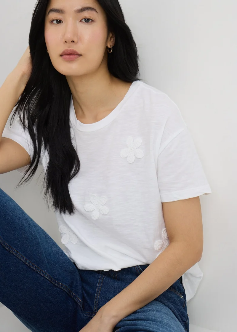 Matalan White Lace Flower T-Shirt