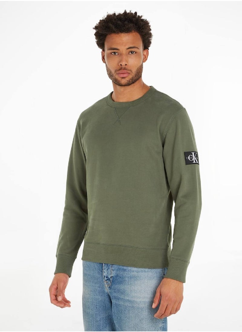 Calvin Klein Jeans Calvin Klein Jeans Men's Sweatshirt - Sportswear - Cotton , Green  - Image 1