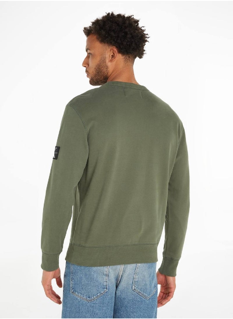 Calvin Klein Jeans Calvin Klein Jeans Men's Sweatshirt - Sportswear - Cotton , Green  - Image 3