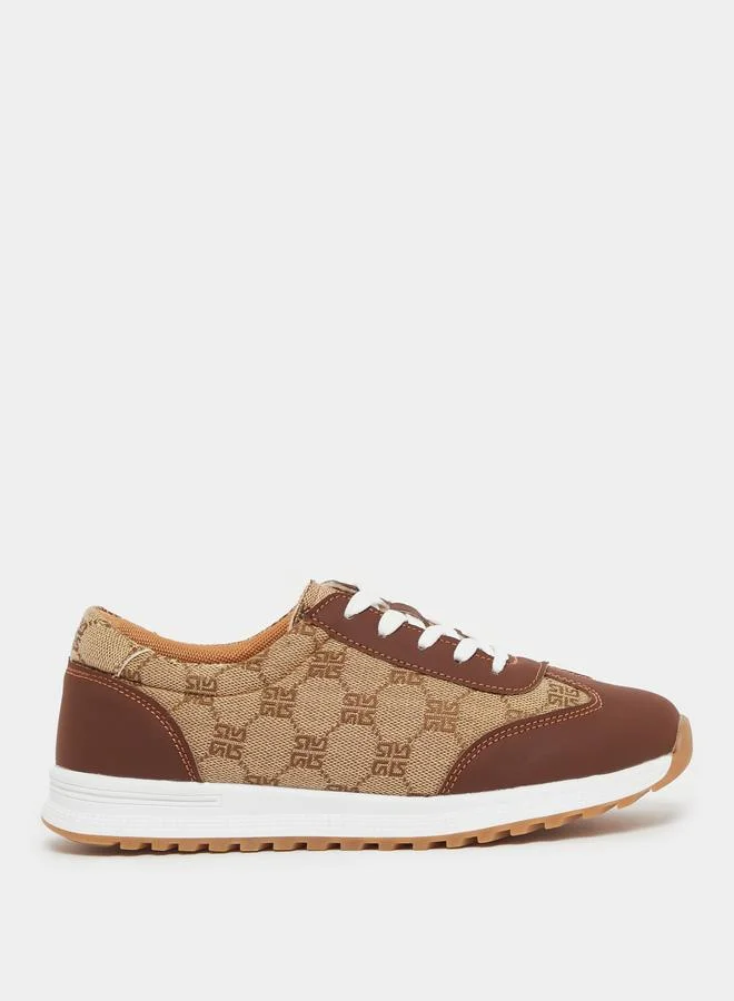 ستايلي Styli Printed Lace Up Sneakers