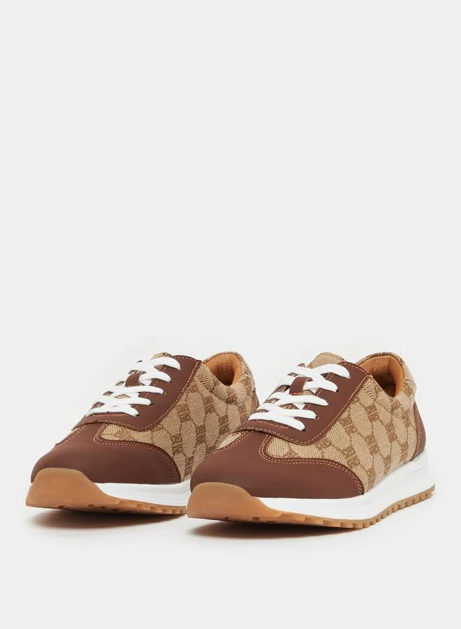 ستايلي Styli Printed Lace Up Sneakers