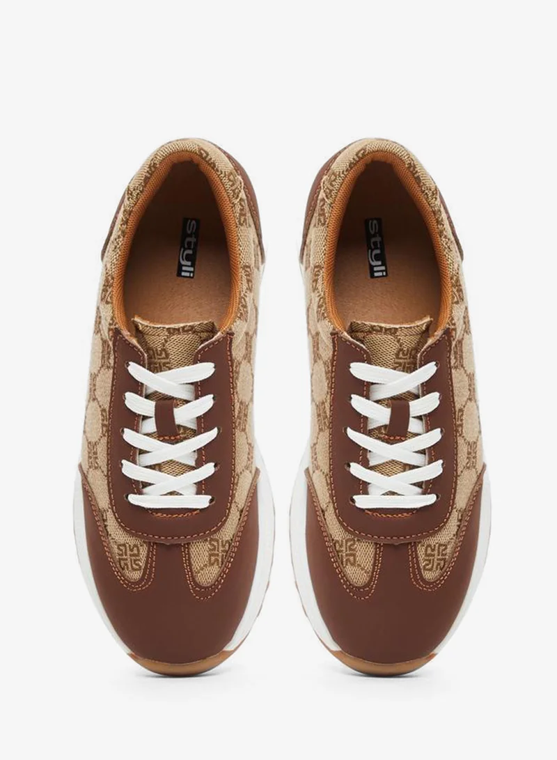 Styli Active  Printed Lace Up Sneakers for Women | Best Price UAE