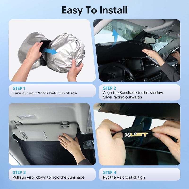 KUST Windshield Sun Shade for 2018-2023 2024 2025 GMC Terrain Window Accessories Sunshade Sun Protector Foldable Block UV Rays Keep Car Cooler - Image 5