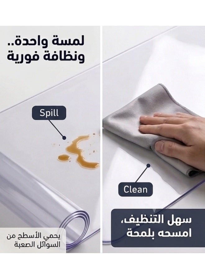 مفرش حماية شفاف للطاولات والمكاتب PVC – سماكة 1 مم فائقة التحمل – ضد الماء والخدوش والبقع – شفاف بالكامل يحافظ على جمال الأثاث – 80 × 110 سم - Image 3