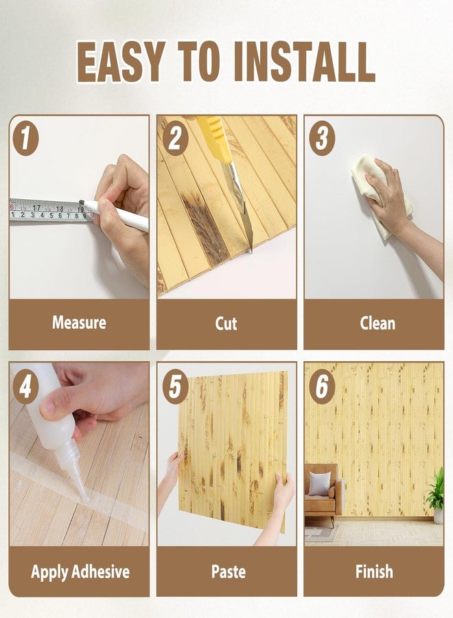 EYAYEN Natural Bamboo Wall Panel for Interior Wall Decor, Pole Wrap Wainscoting Interior Wall Cladding Panel for Kitchen Island, Bedroom, Living Room Office,Decor(16" H x 96" L, Dark Burned) - Image 4