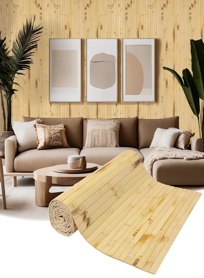 EYAYEN Natural Bamboo Wall Panel for Interior Wall Decor, Pole Wrap Wainscoting Interior Wall Cladding Panel for Kitchen Island, Bedroom, Living Room Office,Decor(16" H x 96" L, Dark Burned) - Image 1