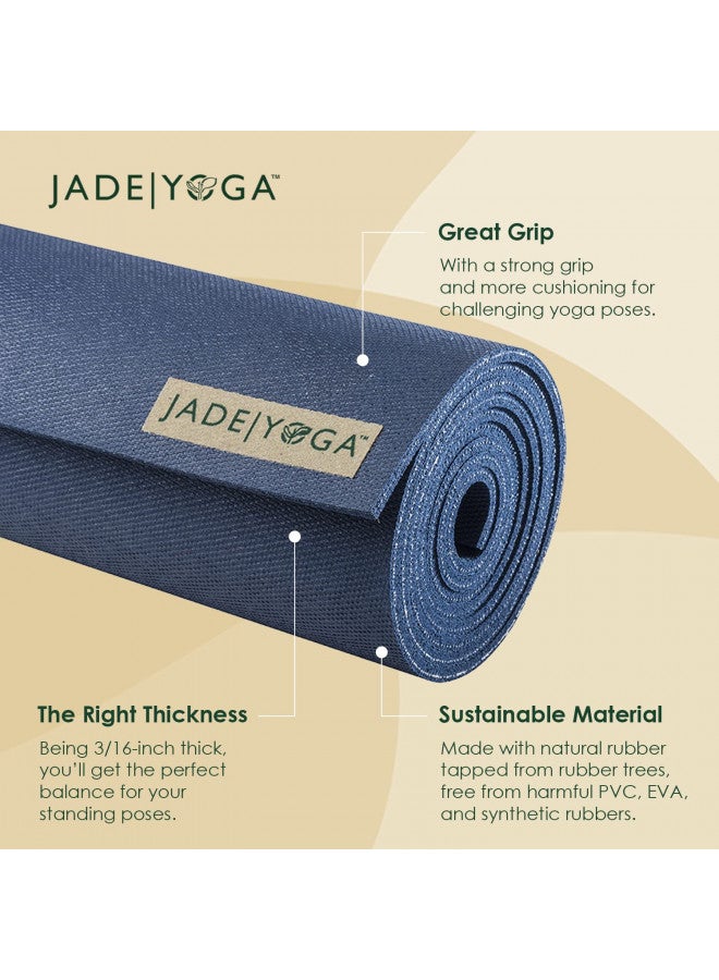 JadeYoga JadeYoga Harmony Yoga Mat- Durable & Thick Gym Fitness Mat, Non-Slip Natural Rubber Yoga Mat- Home Exercise & Stretching Mat, Workout Mat- Yoga Pilate Meditation for Women & Men (Midnight Blue, 74'')  - Image 3