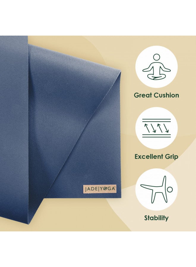 JadeYoga JadeYoga Harmony Yoga Mat- Durable & Thick Gym Fitness Mat, Non-Slip Natural Rubber Yoga Mat- Home Exercise & Stretching Mat, Workout Mat- Yoga Pilate Meditation for Women & Men (Midnight Blue, 74'')  - Image 2