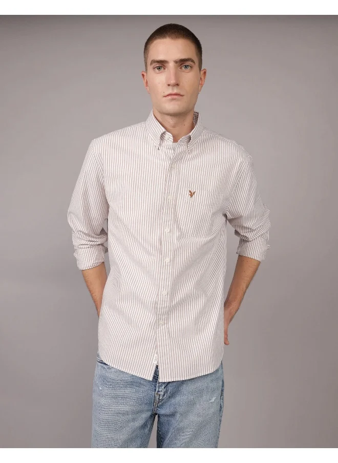 American Eagle AE Striped Everyday Oxford Button-Up Shirt