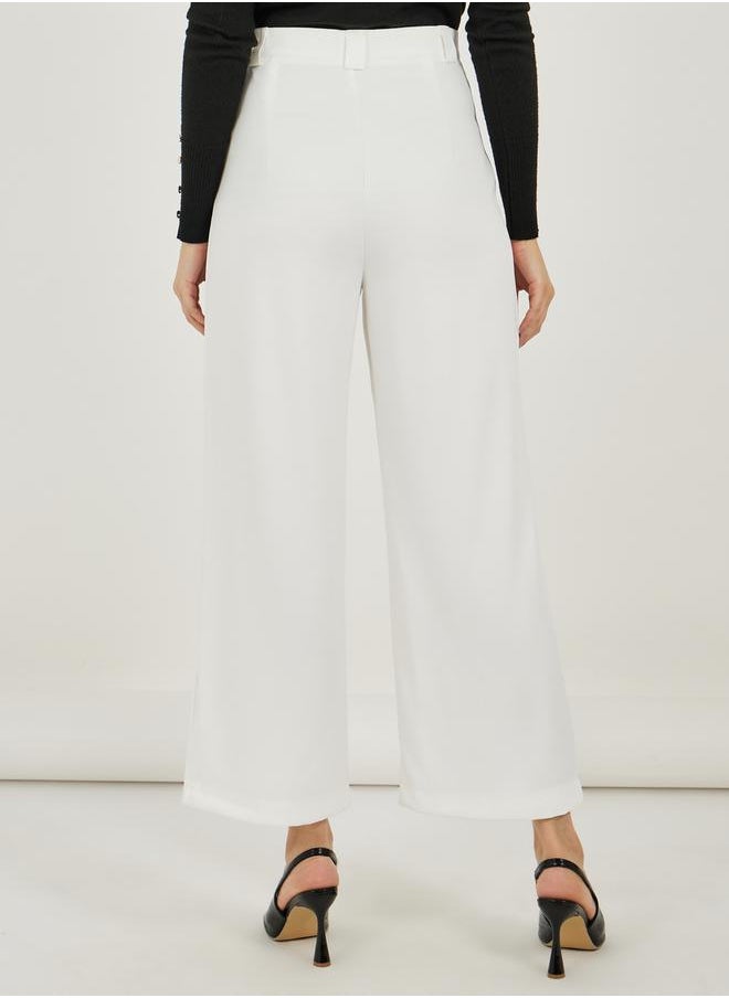 Styli - High Rise Straight Fit Ankle Length Pants - Image 1