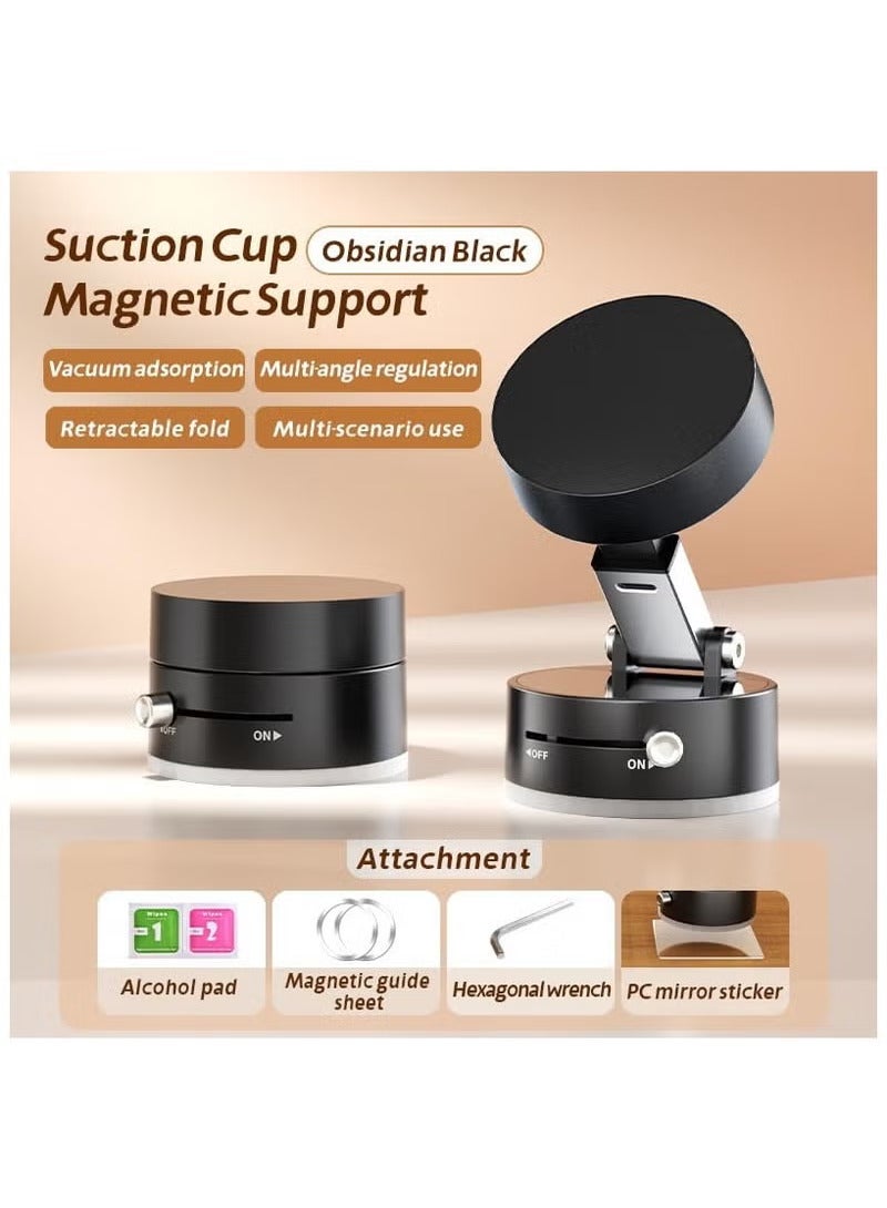 ATRJSZ Vacuum Suction Magnetic Car Phone Holder, Azonee 360° Rotatable & Folding Phone Mount with Strong Grip, Hands-Free Use in Car, Gym, Home, for Magsafe Phones & Android (Black, Includes 2 Magnet Rings) - Image 2