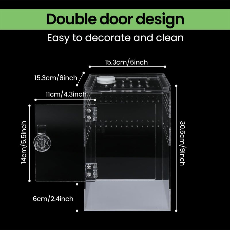 smartang Tall Arboreal Tarantula Enclosureã€ðð¨ ð€ð¬ð¬ðžð¦ð›ð¥ð² ð‘ðžðªð®ð¢ð«ðžðã€‘, Jumping Spider Enclosure, Front Above Opening, Cross Ventilation, Acrylic Arboreal Reptile Enclosure,Praying Mantis Enclosure - Image 4