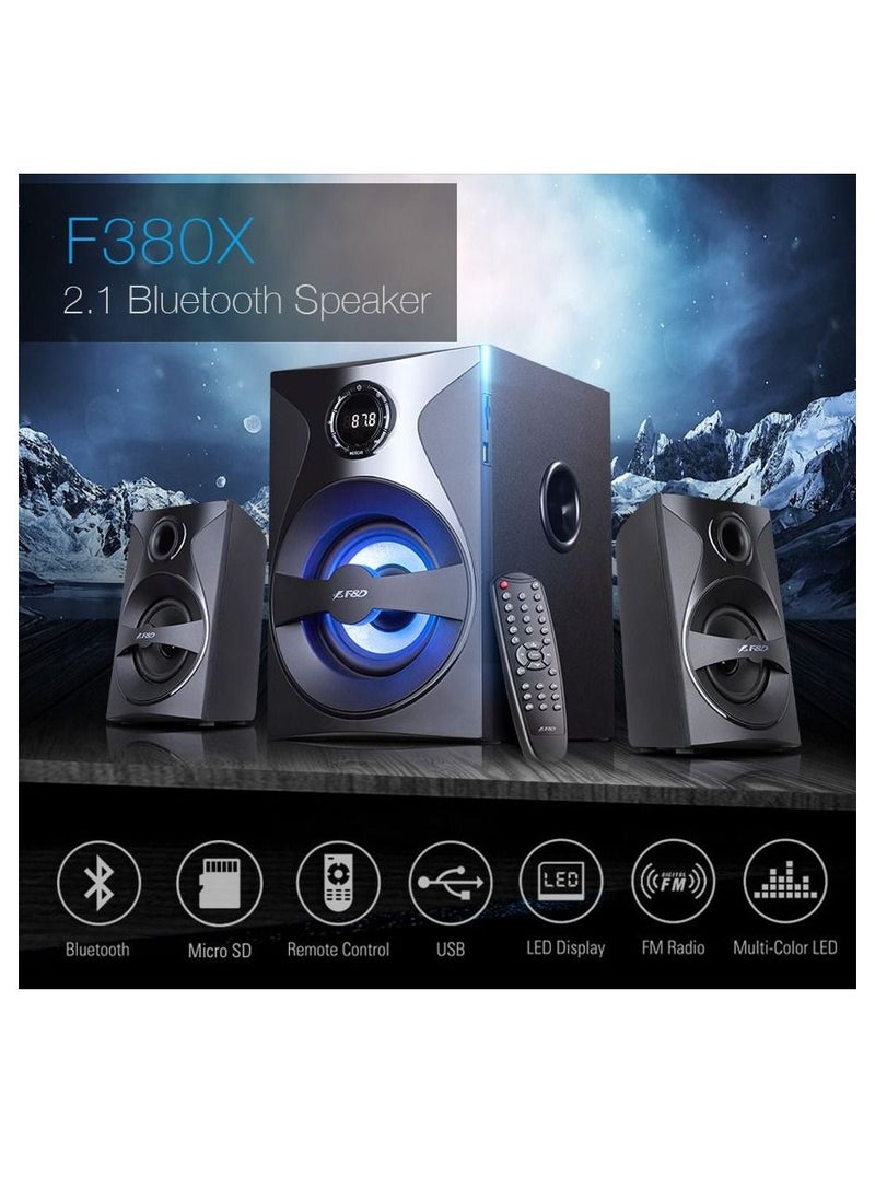 F&D - F380X Wireless 4.0 Bluetooth Multimedia Speaker With Subwoofer Satellite Speaker Multicolor LED Black - Image 1