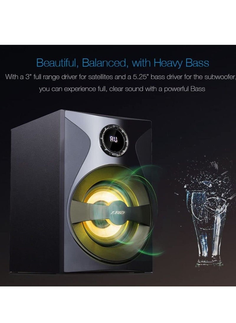 F&D - F380X Wireless 4.0 Bluetooth Multimedia Speaker With Subwoofer Satellite Speaker Multicolor LED Black - Image 1