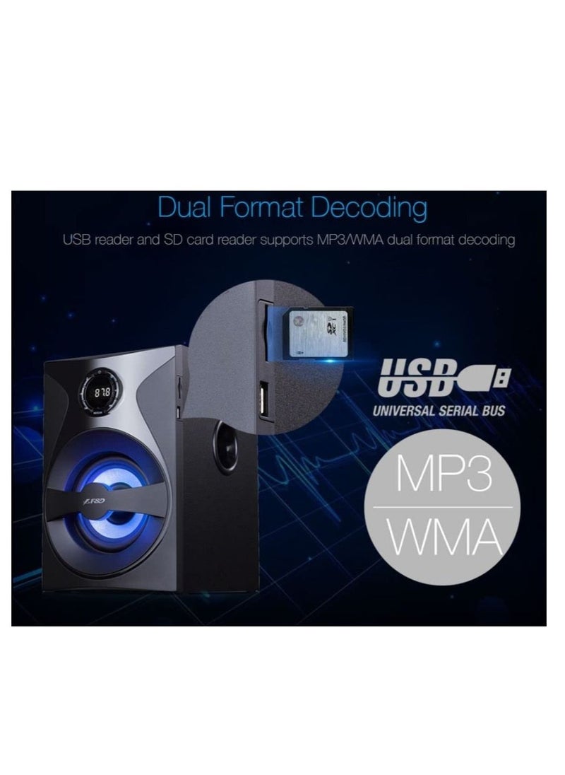 F&D - F380X Wireless 4.0 Bluetooth Multimedia Speaker With Subwoofer Satellite Speaker Multicolor LED Black - Image 1