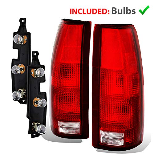 AmeriLite for 1988-2000 Chevy GMC C/K Silverado Sierra Truck Tahoe Suburban OE Red Replacement Halogen Tail Lights Pair + Bulb Connector Plate - Passenger and Driver Side - Image 2