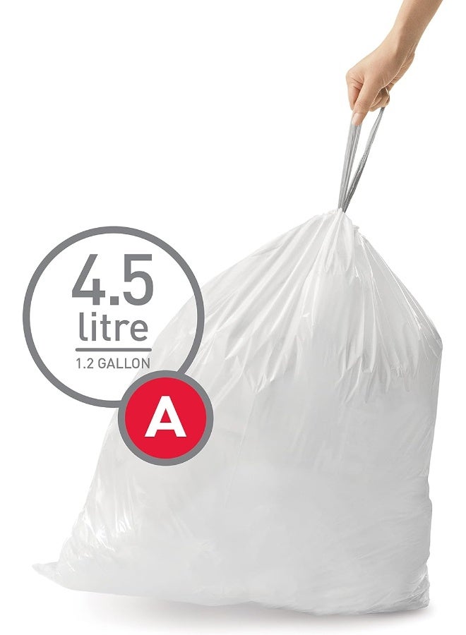 simplehuman simplehuman Code A Custom Fit Drawstring Trash Bags in Dispenser Packs, 30 Count, 4.5 Liter / 1.2 Gallon, White  - Image 2