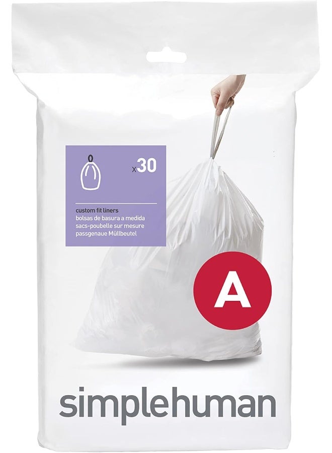 simplehuman simplehuman Code A Custom Fit Drawstring Trash Bags in Dispenser Packs, 30 Count, 4.5 Liter / 1.2 Gallon, White  - Image 1