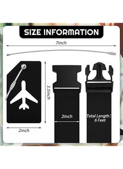 HOOKOR 【2+2pcs】  Luggage Straps for Suitcases Tags Set,Luggage Strap Set Adjustable Luggage Strap Silicone Luggage Tag with Name ID for Luggage (Black)  - Image 2