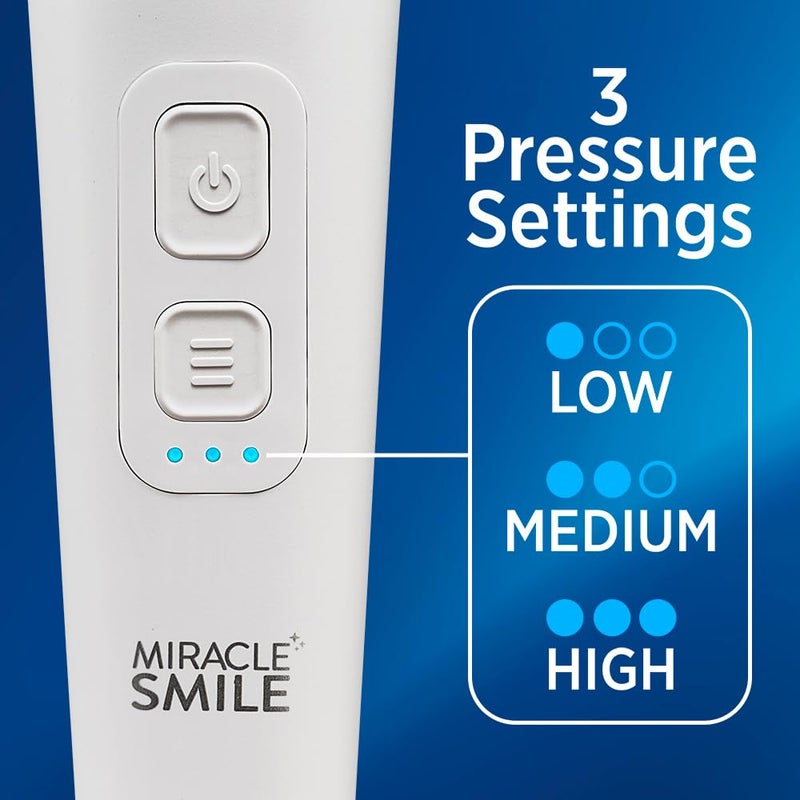 Ontel Miracle Smile Water Flosser for TeethGum Health Unique HShaped Flossing Head4 Water Jets Cordless Water Flosser Features 360 Cleaning3 Pressure Modes USB Rechargeable Dental Floss White - Image 3