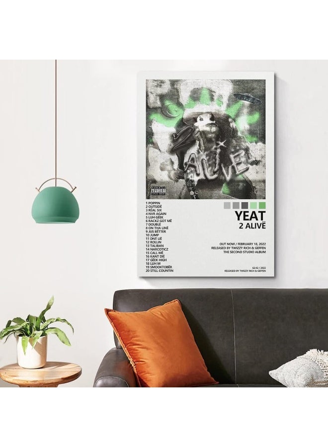 EMODA ملصق SUANYE Yeat 2 Alive غلاف ألبوم ملصق لغرفة النوم وملصق فني على القماش وصورة ديكور حائط 12 × 18 بوصة (30 × 45 سم) - Image 2