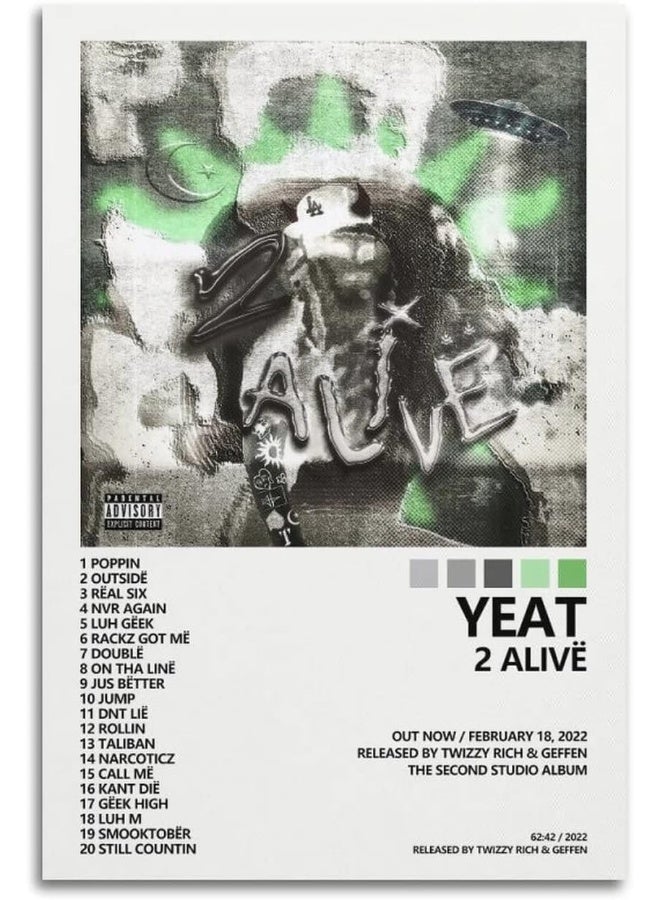 EMODA ملصق SUANYE Yeat 2 Alive غلاف ألبوم ملصق لغرفة النوم وملصق فني على القماش وصورة ديكور حائط 12 × 18 بوصة (30 × 45 سم) - Image 1