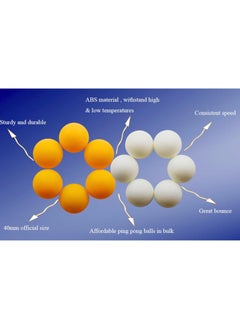 MAGIC VAULT 36pcs Ping Pong Balls Training Table Tennis Balls High Performance ABS Training Balls Ultimate Durability for Indoor Outdoor Ping Pong Tables Orange & White  - Image 3