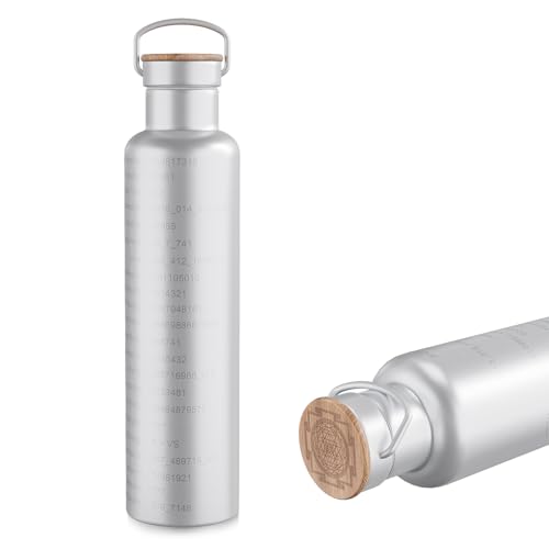 ESLINOP Water Bottle 201L Insulated Stainless Steel Flask with Numbers Double Walled Vacuum Thermos for Hot Cold Drinks 34 oz BPAFree Water Activator Bottle - Image 1