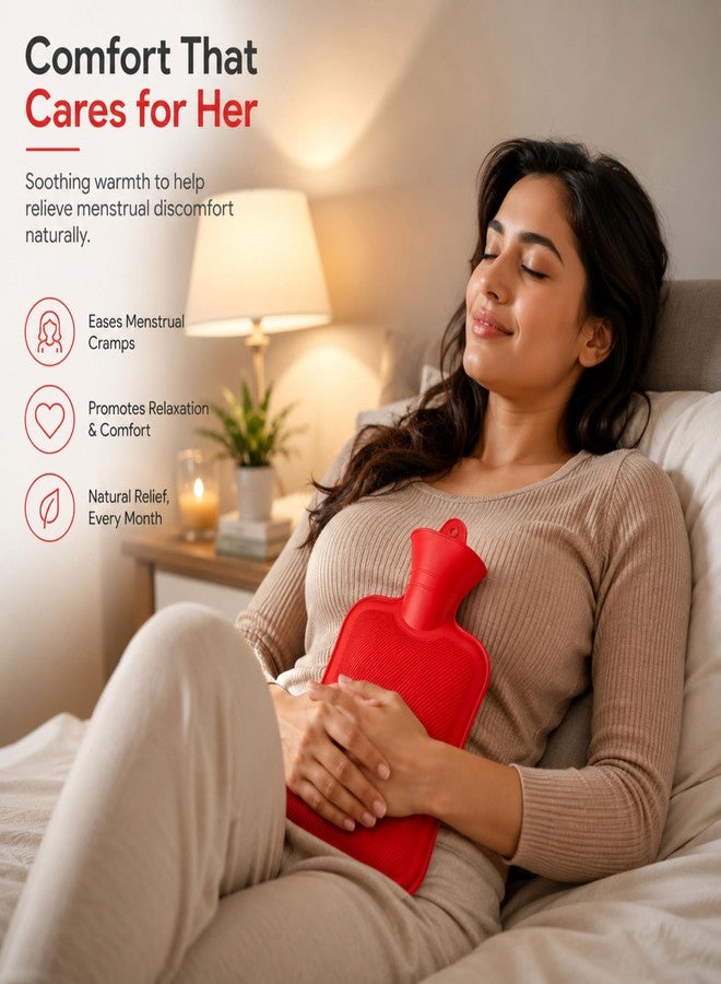 Crescent Premium Rubber Hot water Bag for Instant Period Pain Relief| 2000 ML (Blue) - Image 4