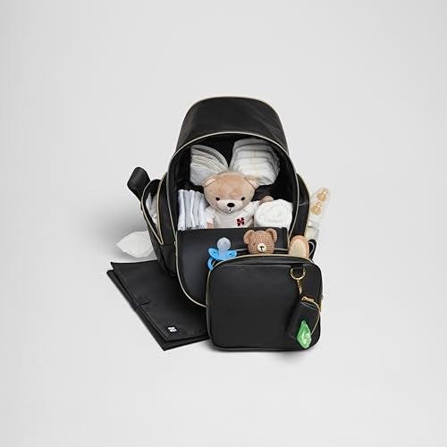 HUGGIES Unisexadult Signature Hug Pack Diaper Backpack Black Leather One Size - Image 3