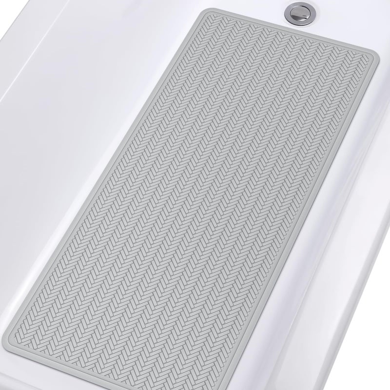 OTHWAY Bathtub Mat Non Slip Extra Long Rubber Bath Mat for Tub Machine Washable Shower Anti Slip Mat with 332 Strong Suction Cups A Little Grey 36 x 17