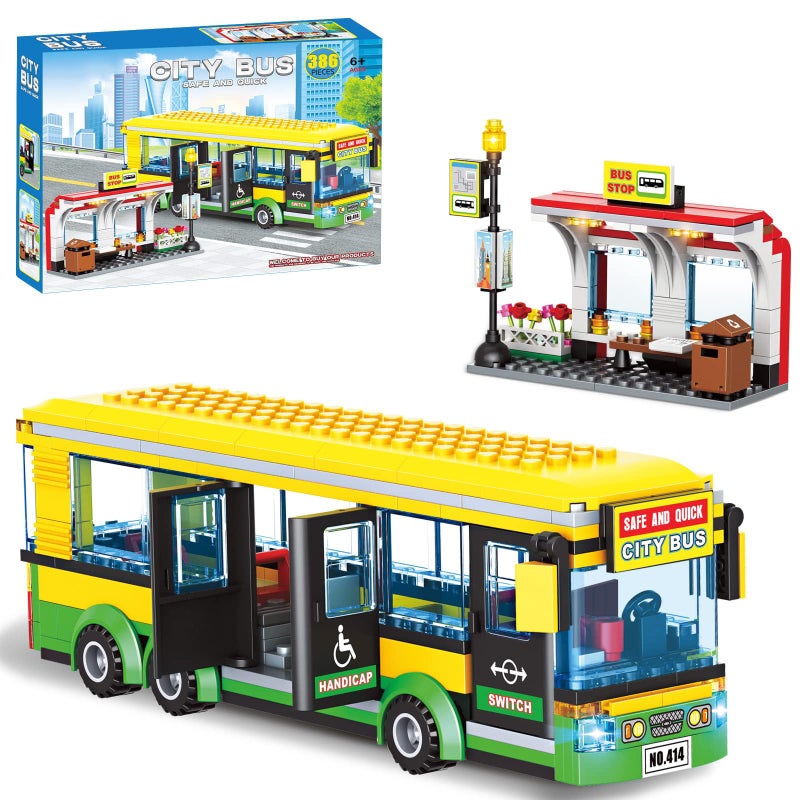 INRATELL City Town Bus Station Building Block Set  386 Pieces Educational Learning Creative STEM Bus Toy Ideal Gift for Kids Boys and Girls Ages 6 and Up - Image 4