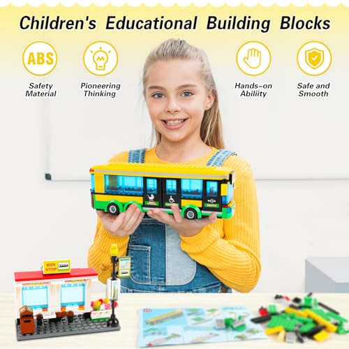 INRATELL City Town Bus Station Building Block Set  386 Pieces Educational Learning Creative STEM Bus Toy Ideal Gift for Kids Boys and Girls Ages 6 and Up - Image 5