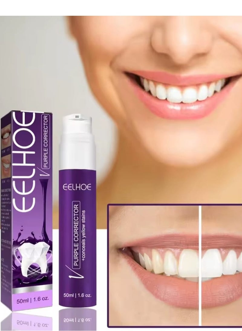 إيلهو مصحح أرجواني 50 مل، معجون أسنان لتبييض الأسنان، تنظيف الأسنان الصفراء، مصحح اللون وإزالة البقع بشكل فعال، العناية بصحة الفم - Image 3