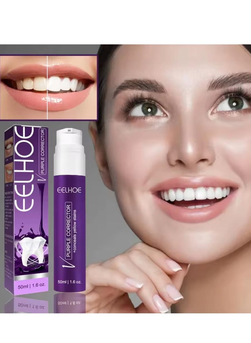 إيلهو مصحح أرجواني 50 مل، معجون أسنان لتبييض الأسنان، تنظيف الأسنان الصفراء، مصحح اللون وإزالة البقع بشكل فعال، العناية بصحة الفم - Image 5