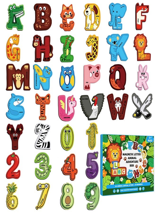 UJL Large Size Magnetic Letters and Numbers Animal Cute Fridge Magnets ABC Alphabet Magnets for Toddlers 1-3 Refrigerator Magnets for Kids Preschool Spelling and Learning - Image 1