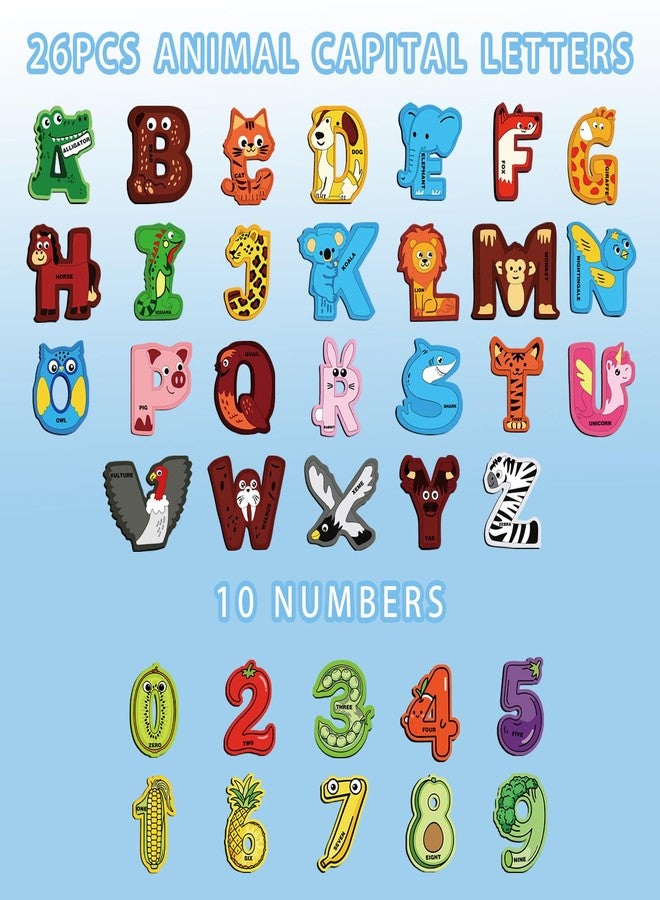 UJL Large Size Magnetic Letters and Numbers Animal Cute Fridge Magnets ABC Alphabet Magnets for Toddlers 1-3 Refrigerator Magnets for Kids Preschool Spelling and Learning - Image 2