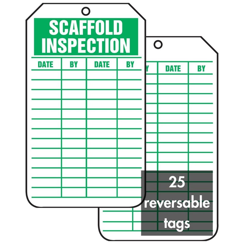 Accuform Signs TRS317CTP Scaffold Status Tag, Legend"Scaffold Inspection", 5.75" Length x 3.25" Width x 0.010" Thickness, PF-Cardstock, Green on White (Pack of 25) - Image 4