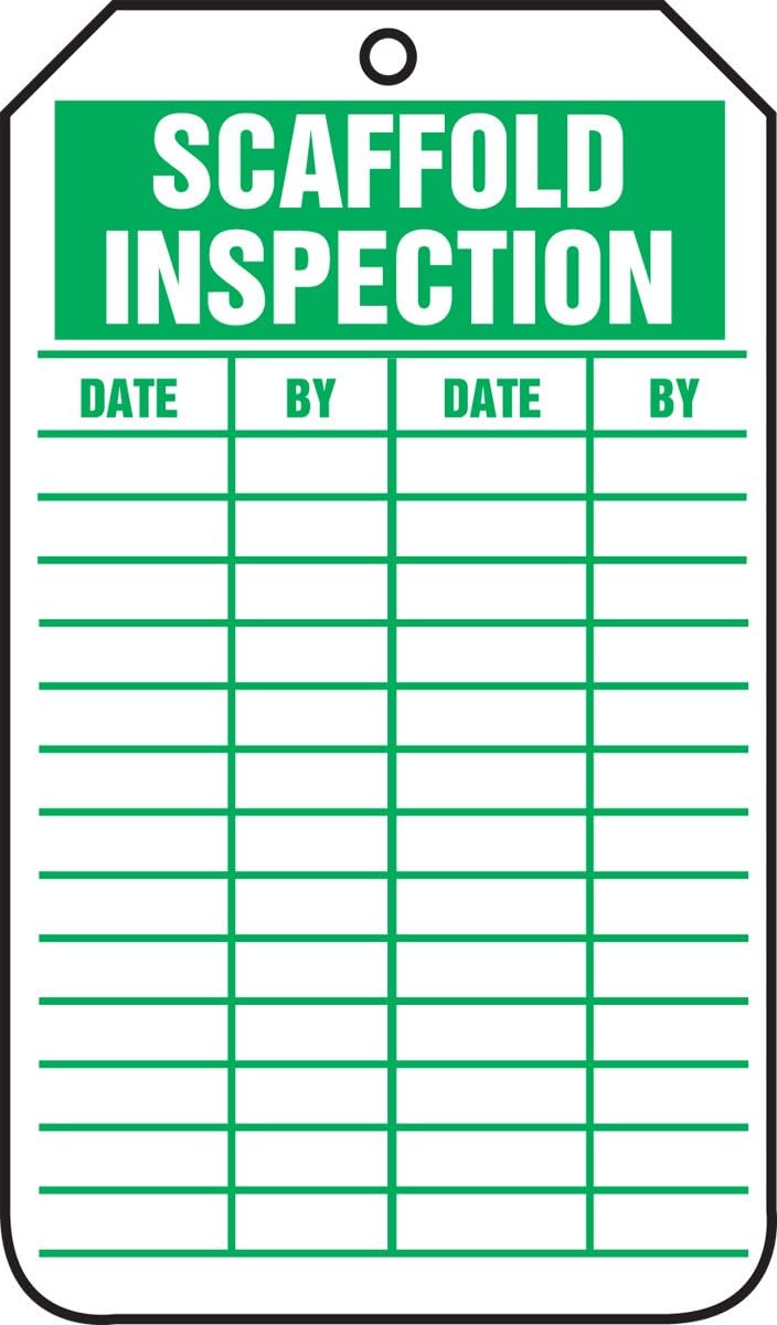 Accuform Signs TRS317CTP Scaffold Status Tag, Legend"Scaffold Inspection", 5.75" Length x 3.25" Width x 0.010" Thickness, PF-Cardstock, Green on White (Pack of 25) - Image 2