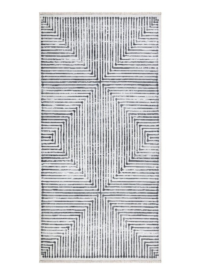 Bloom Rugs Washable Non-Slip 2x3 Rug - Ivory/Black Striped Area Rug for Living Room, Bedroom, Dining Room, and Kitchen - Exact Size: 2' x 3' - Image 2
