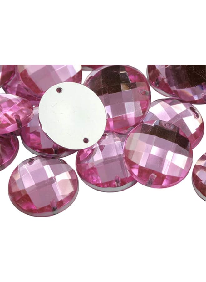 18mm Pink Lt. CH13 Flat Back Sew On Round Beads Acrylic Rhinestones Sewing Plastic Gems with Holes for Jewelry, Clothes, Garment Embelishments, Shoes, Cosplays, Crafts 30 Pieces  - Image 1